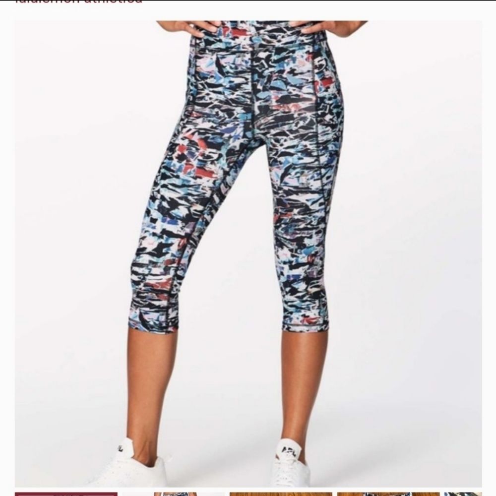 Lululemon Cropped Leggings Abstract Print Size 4 Break Free Abstract High Rise